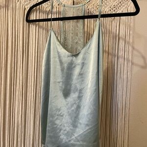 Silky Light Blue Lace-Back Cami
